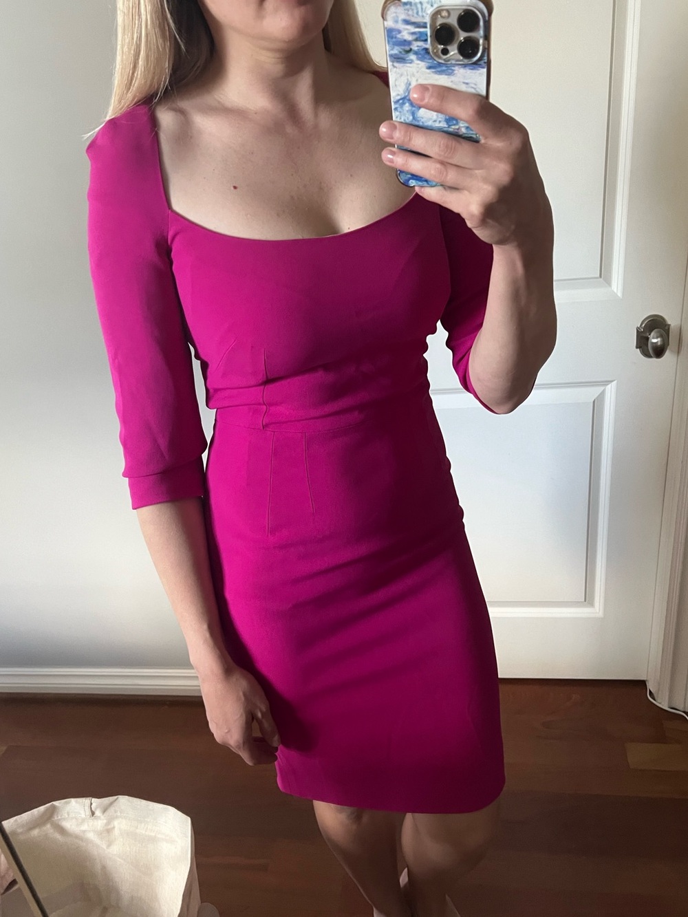 Dolce and Gabbana fitted Square-Neck Sheath Dress in Magenta